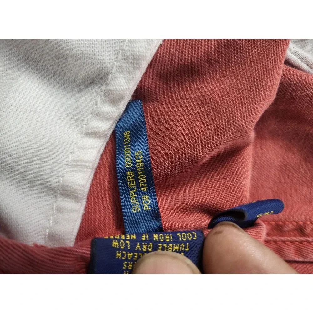 Polo Ralph Lauren‎ Khaki Shorts Relaxed Fit Men Sz 38 Shrimp Red Classic Preppy